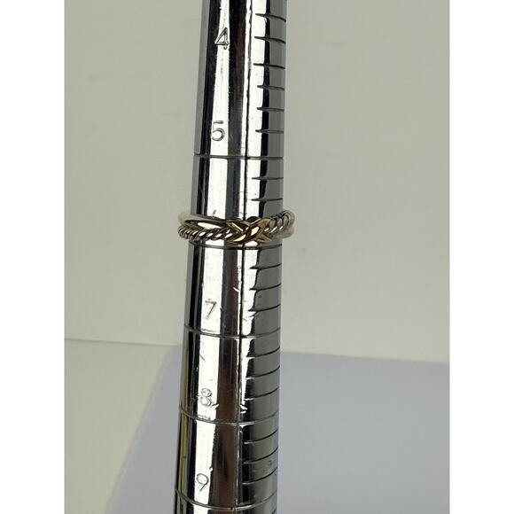 David Yurman Petite X Ring 4mm Steerling Silver & 18K Gold - Picture 7 of 7